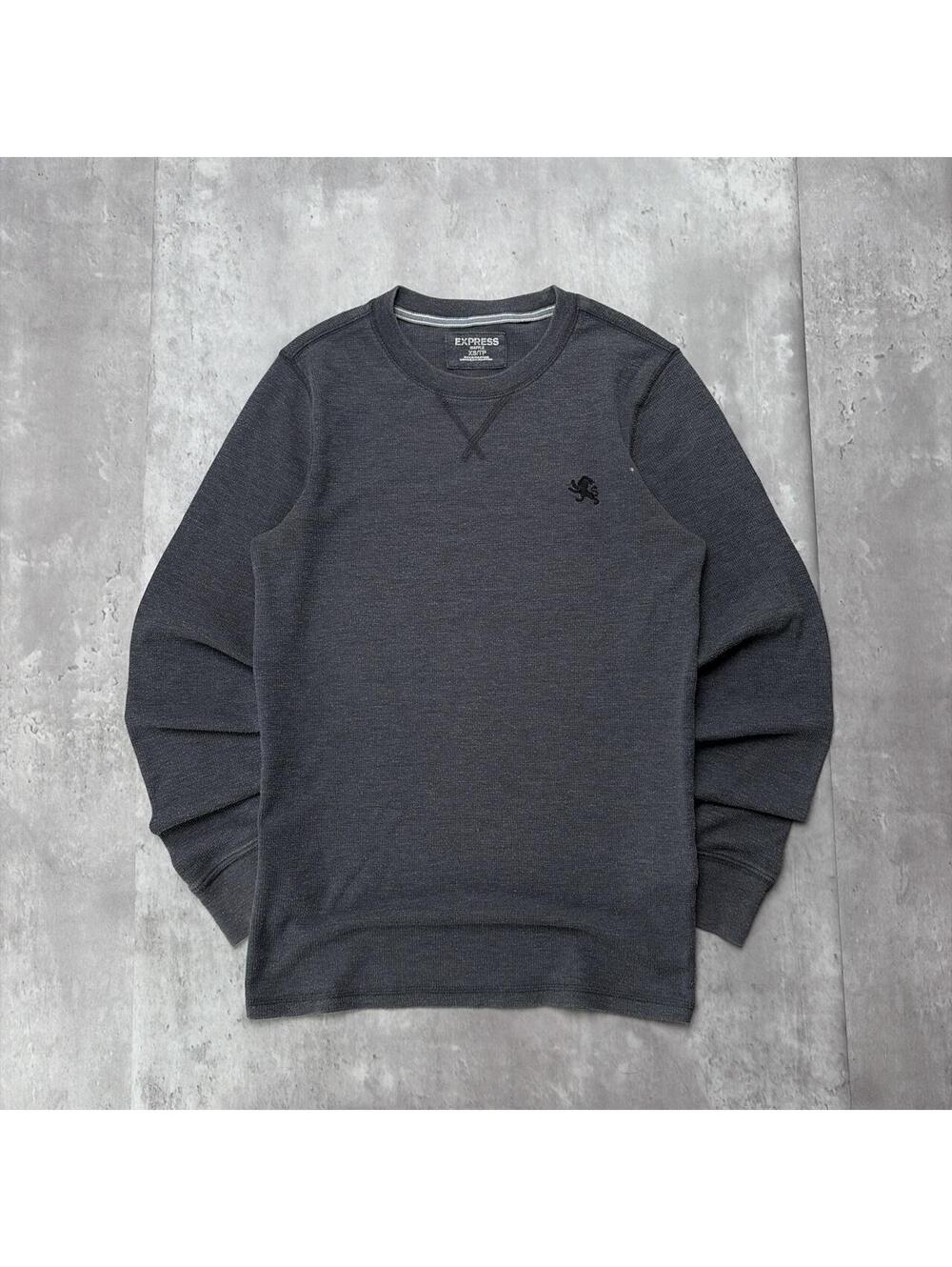 Y2K Grey Express Grunge Gothic Long Sleeve Thermal Shirt